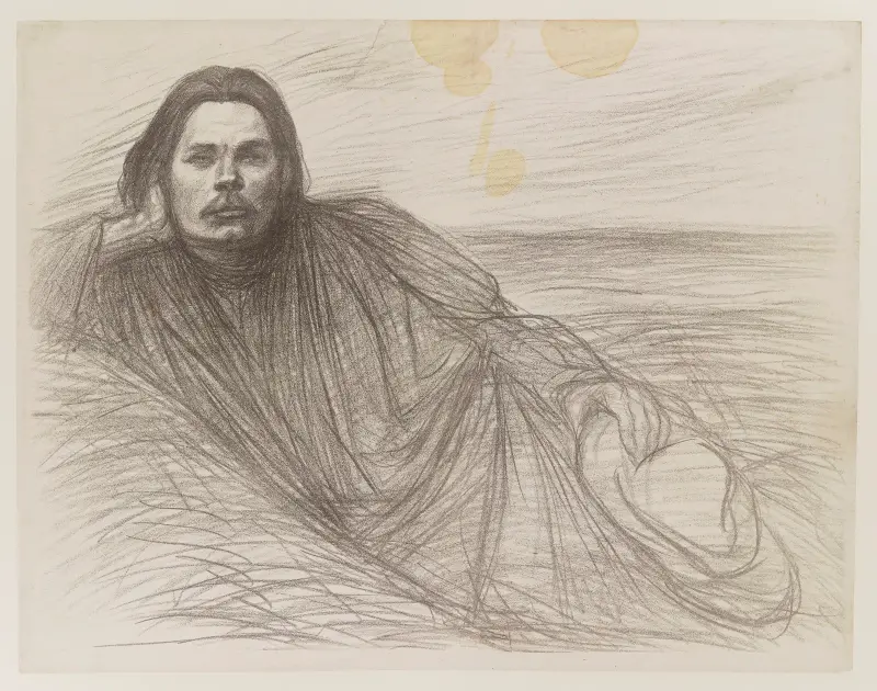 Maxim Gorkij liggande av Théophile Alexandre Steinlen