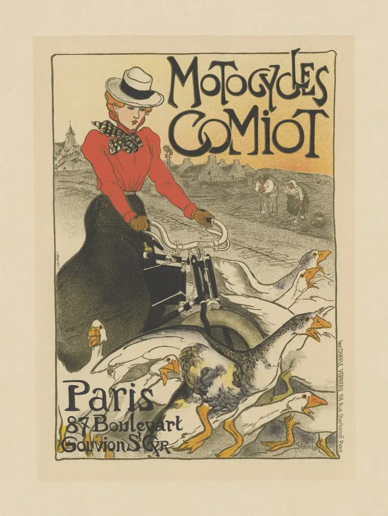 Motocycles, Comiot Paris, 87 Boulevart, Gouvion-St-Cyr av Théophile Alexandre Steinlen