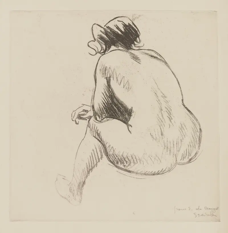Sittande kvinnlig nakenstudie, bakifrån av Théophile Alexandre Steinlen