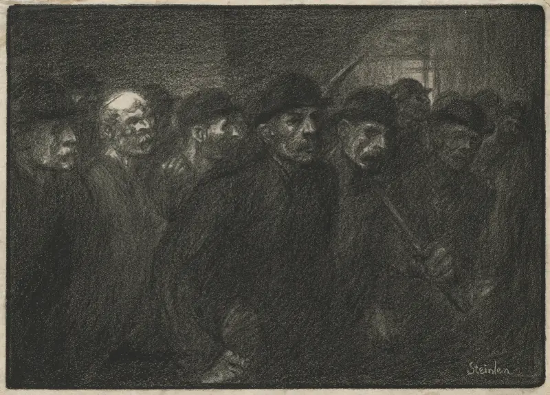 Arbetare lämnar fabriken av Théophile Alexandre Steinlen