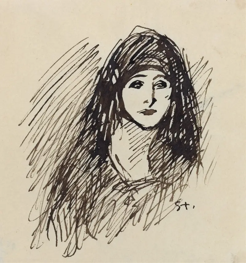 Porträtt av konstnärens hustru av Théophile Alexandre Steinlen