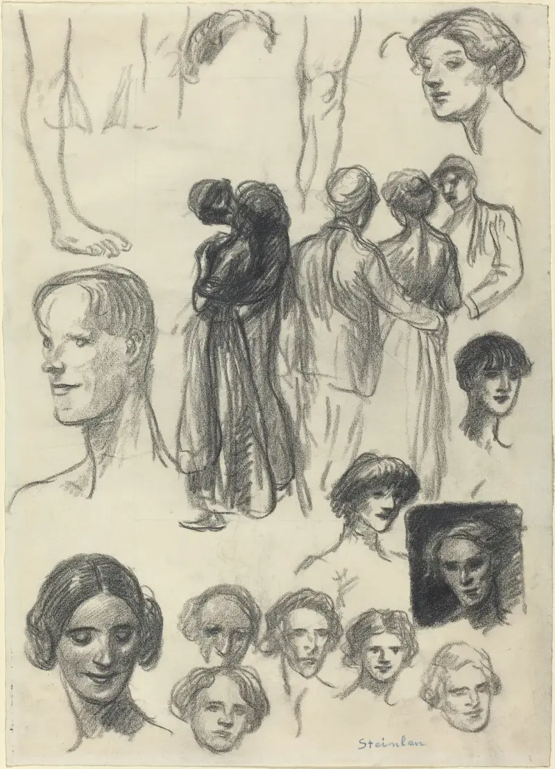 Ark med skisser av Théophile Alexandre Steinlen