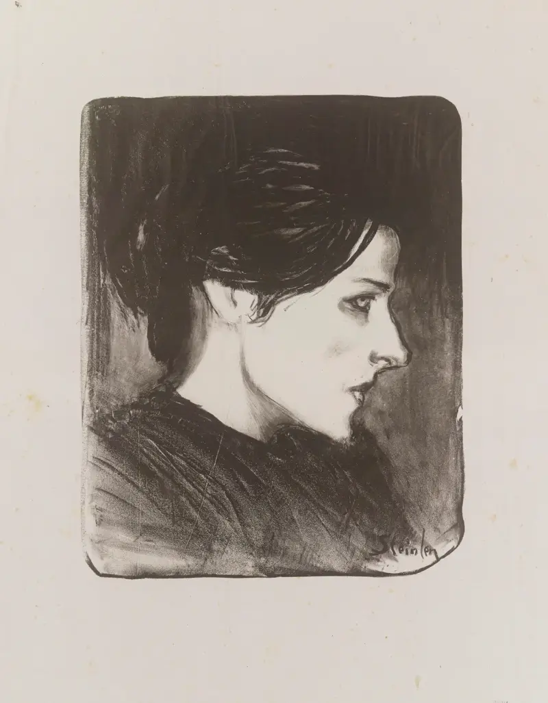 Kvinnohuvud i profil mot höger av Théophile Alexandre Steinlen