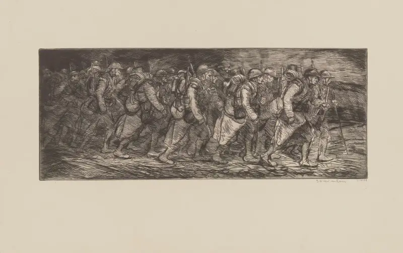 Trupp på marsch i natt av Théophile Alexandre Steinlen