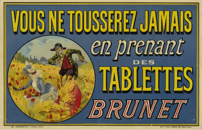 Vous ne tousserez jamais, en prenant, des, tablettes, Brunet av Théophile Alexandre Steinlen