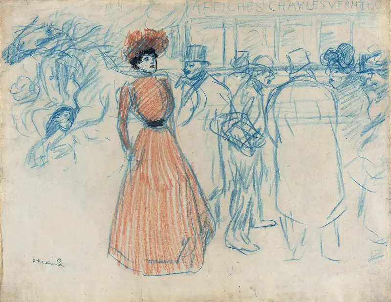 Woman at the Bus Stop av Théophile Alexandre Steinlen