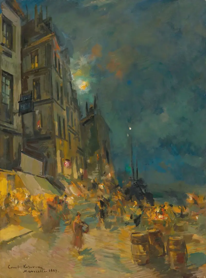 Marseilles Quay By Night av Konstantin Alexeevich Korovin