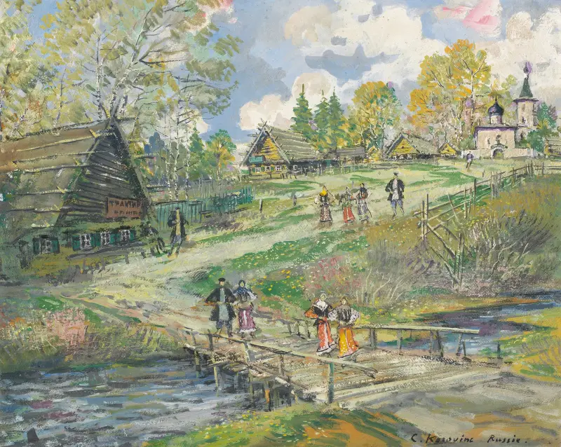 Dorfansicht von Konstantin Alexeevich Korovin