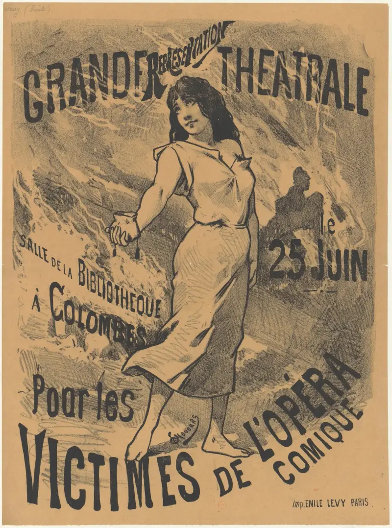 Grande représentation théatrale, le 25 juin 1887, salle de la bibliothèque à Colombes, pour les victimes de l’Opéra-Comique av Alfred Choubrac