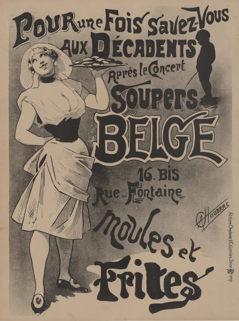 Pour une fois savez-vous, aux Décadents, après le concert soupers belge. moules frites av Alfred Choubrac