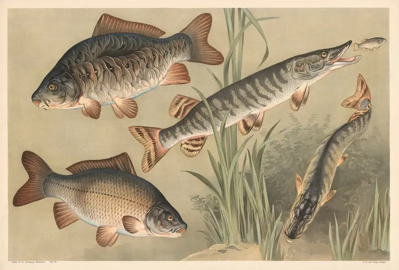 Carp and pike av Alfred Fiedler