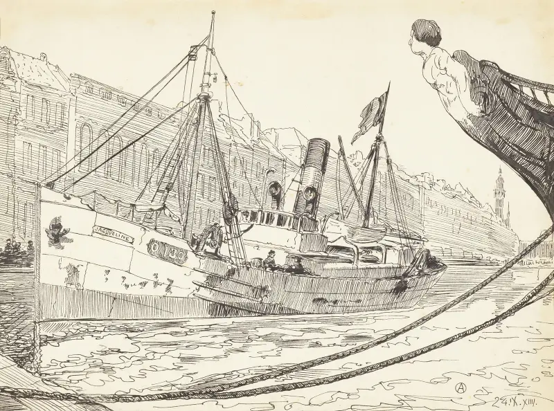 Besuten fiskebåt i Oostendes hamn av Alfred Ost