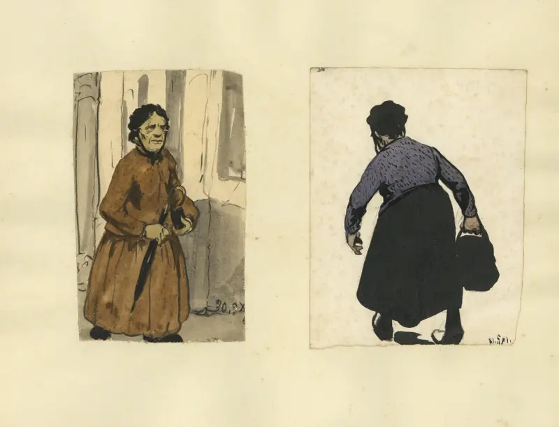 Dame met pluimhoed en Achterzijde van dame met handtas av Alfred Ost
