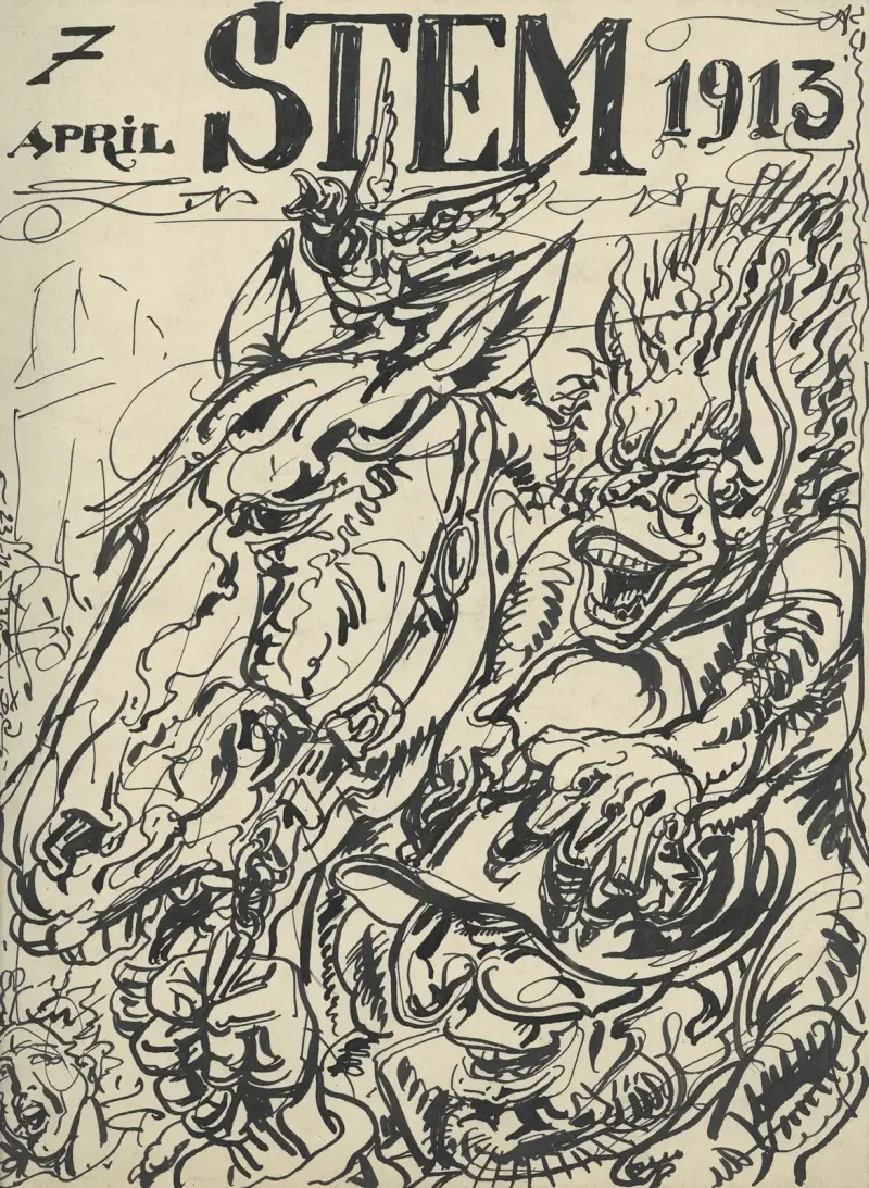 Illustratie bij De Volksstem april 1913 av Alfred Ost