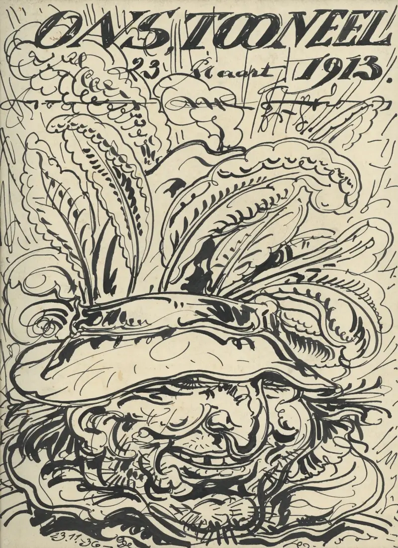 Illustration till Ons Tooneel, mars 1913 av Alfred Ost