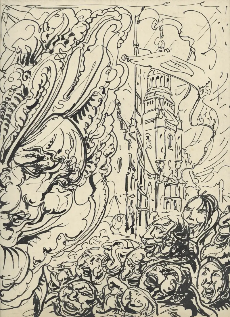 Illustration till Ons Volk ontwaakt, augusti 1922 av Alfred Ost