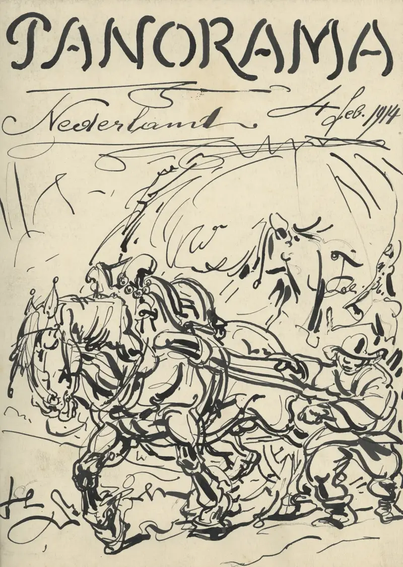 Illustration till Panorama Nederland, feb 1914 av Alfred Ost