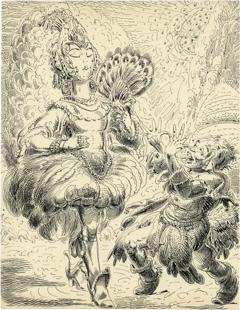 Illustration „Lotje“ – Flik van Flooi der Pfau und Lotje die Maus von Alfred Ost