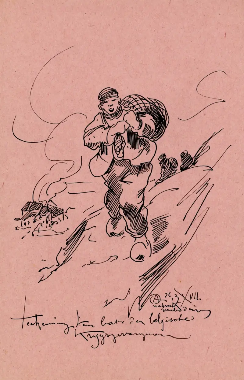 Lithografie-Entwurf „Ten bate der Belgische krijgsgevangenen“, 1917 – Nr. 2 von Alfred Ost