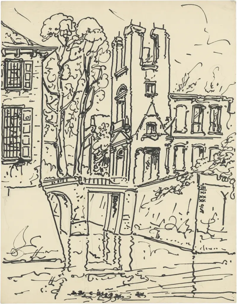 Palladio, bomen en gracht av Alfred Ost