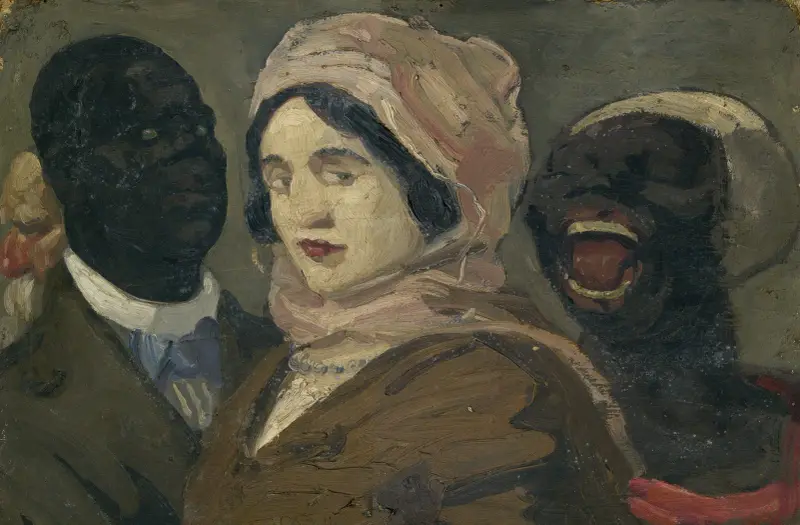 Portret van een vrouw en twee mannen. av Alfred Ost