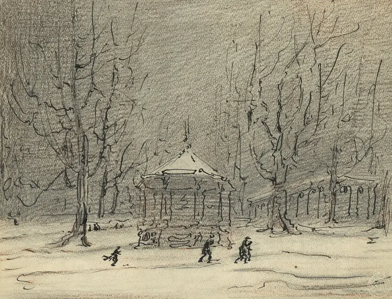 Snölandskap med kiosk av Alfred Ost