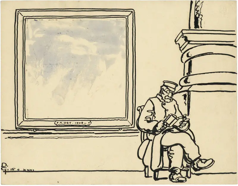 Suppoost naast schilderij van Ost. av Alfred Ost