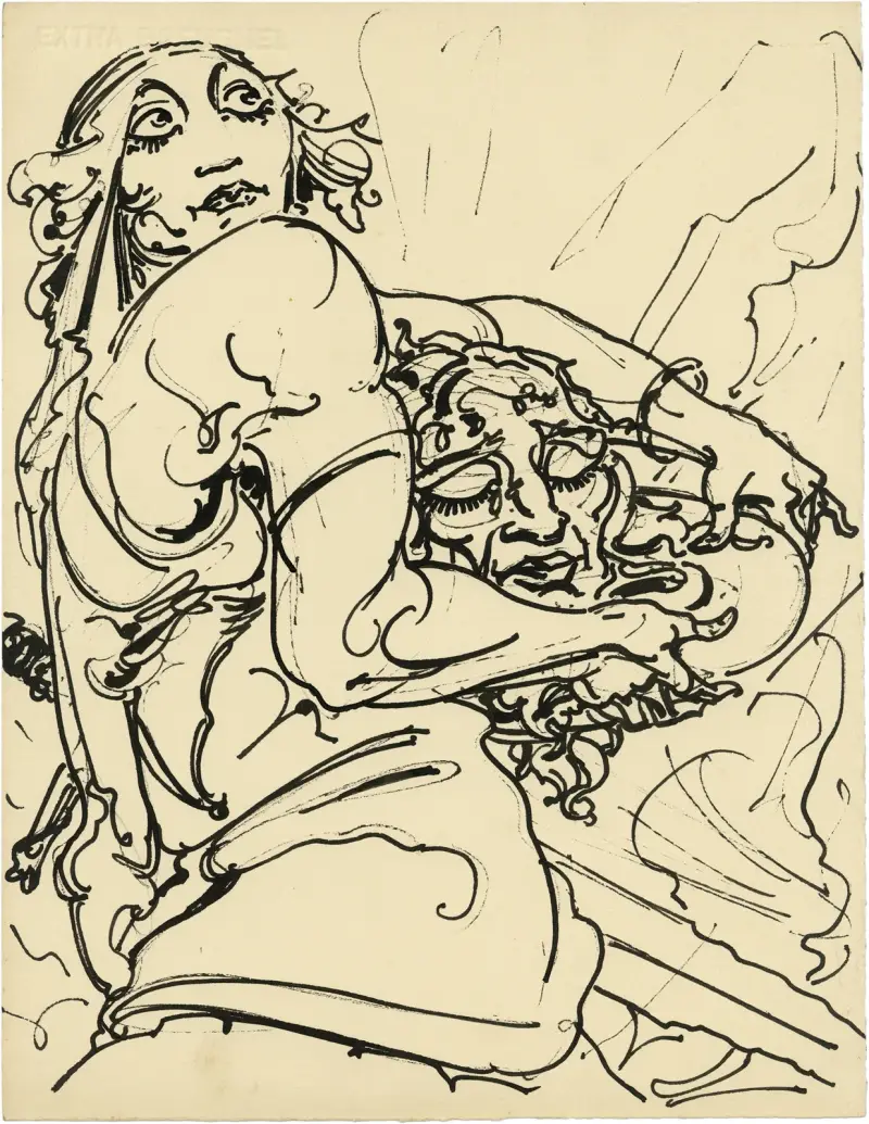 Vrouwenfiguur houdt hoofd vast av Alfred Ost