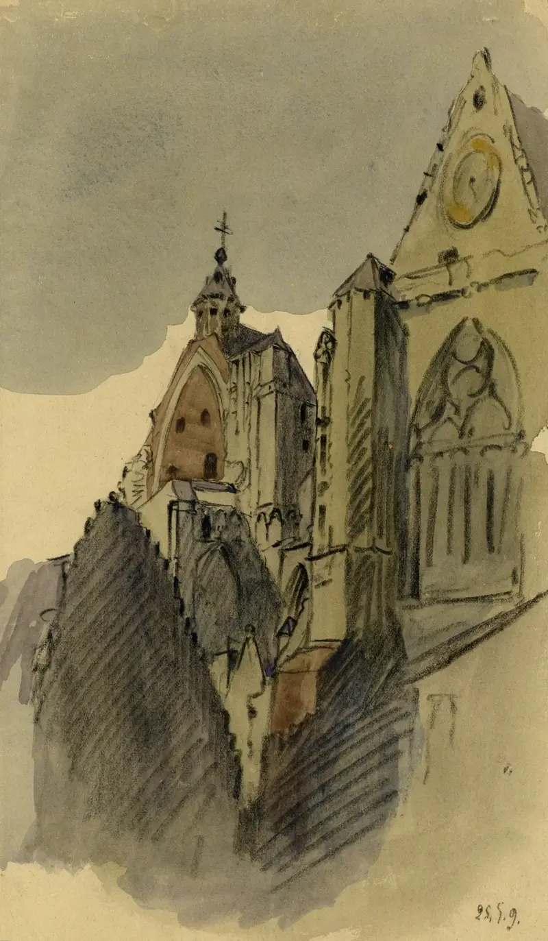 Utsikt mot OLV-kyrkan i Mechelen av Alfred Ost