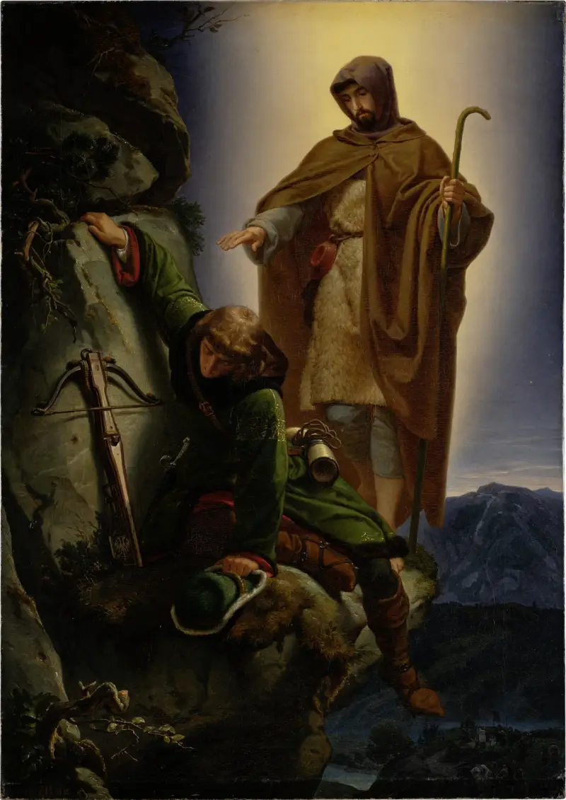 A Guardian Angel Rescuing Emperor Maximilian from the Martinswand av Alfred Rethel