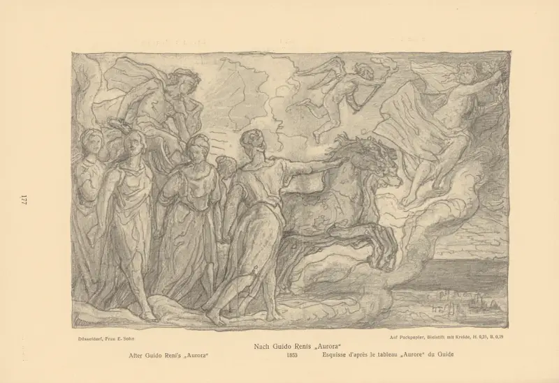 Efter Guido Renis 'Aurora' av Alfred Rethel