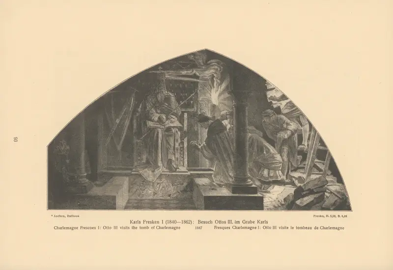 Charlemagne Frescoes I; Otto III visits the tomb of Charlemagne av Alfred Rethel