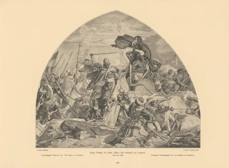 Charlemagne Frescoes III; The battle of Cordova av Alfred Rethel