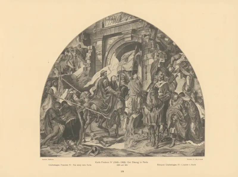Charlemagne Frescoes IV; The entry into Pavia av Alfred Rethel