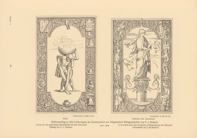 Cover for the periodical illustrations for the Universal History by C. v. Rotteck av Alfred Rethel