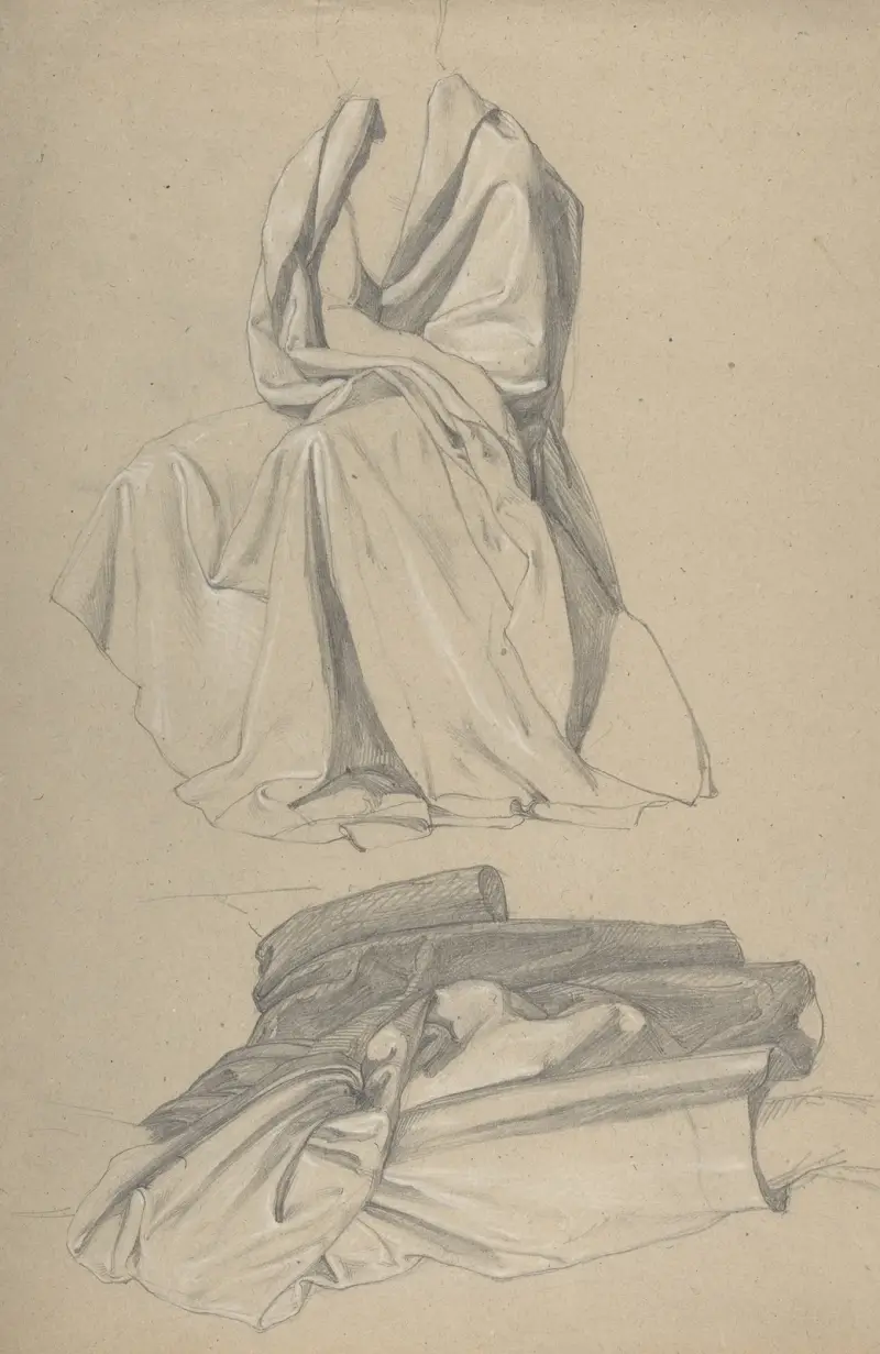 Draperistudie av Alfred Rethel