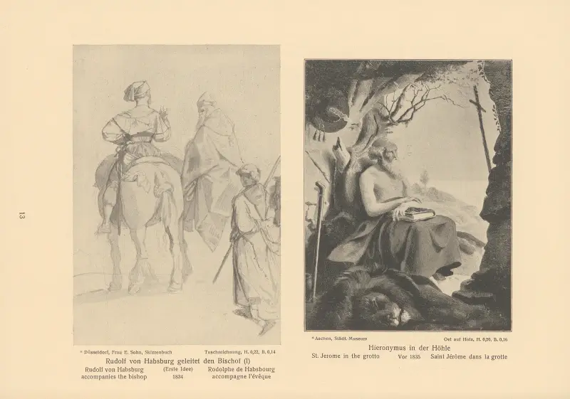 Habsbourg accompanies the bishop, St. Jerome in the grotto av Alfred Rethel