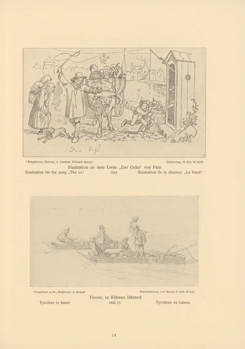 Illustration zu dem Lied „Der Ochs“, Tiroler in Booten von Alfred Rethel