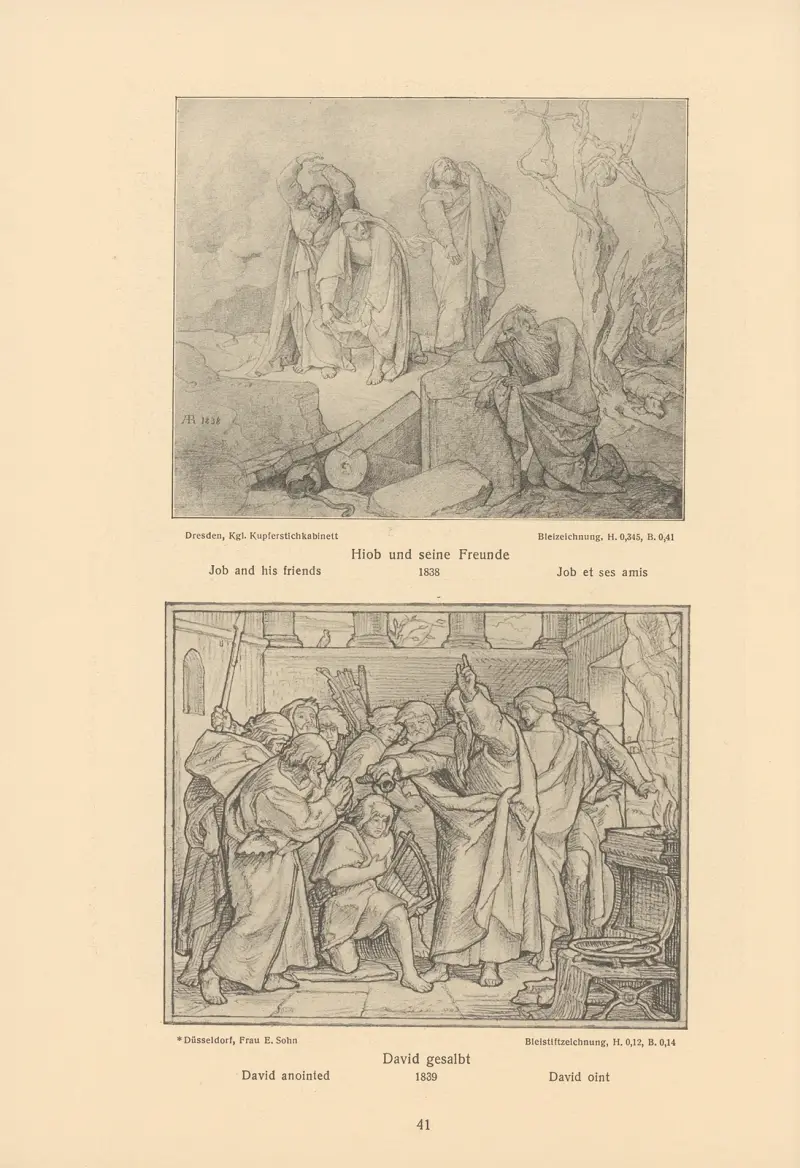 Job and his friends, David anointed av Alfred Rethel