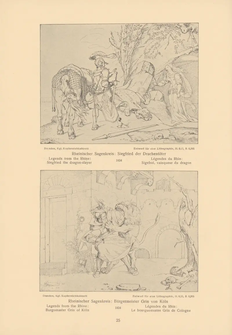 Legends from the Rhine; Siegfried the dragon-slayer, Burgomaster Grin of Köln av Alfred Rethel