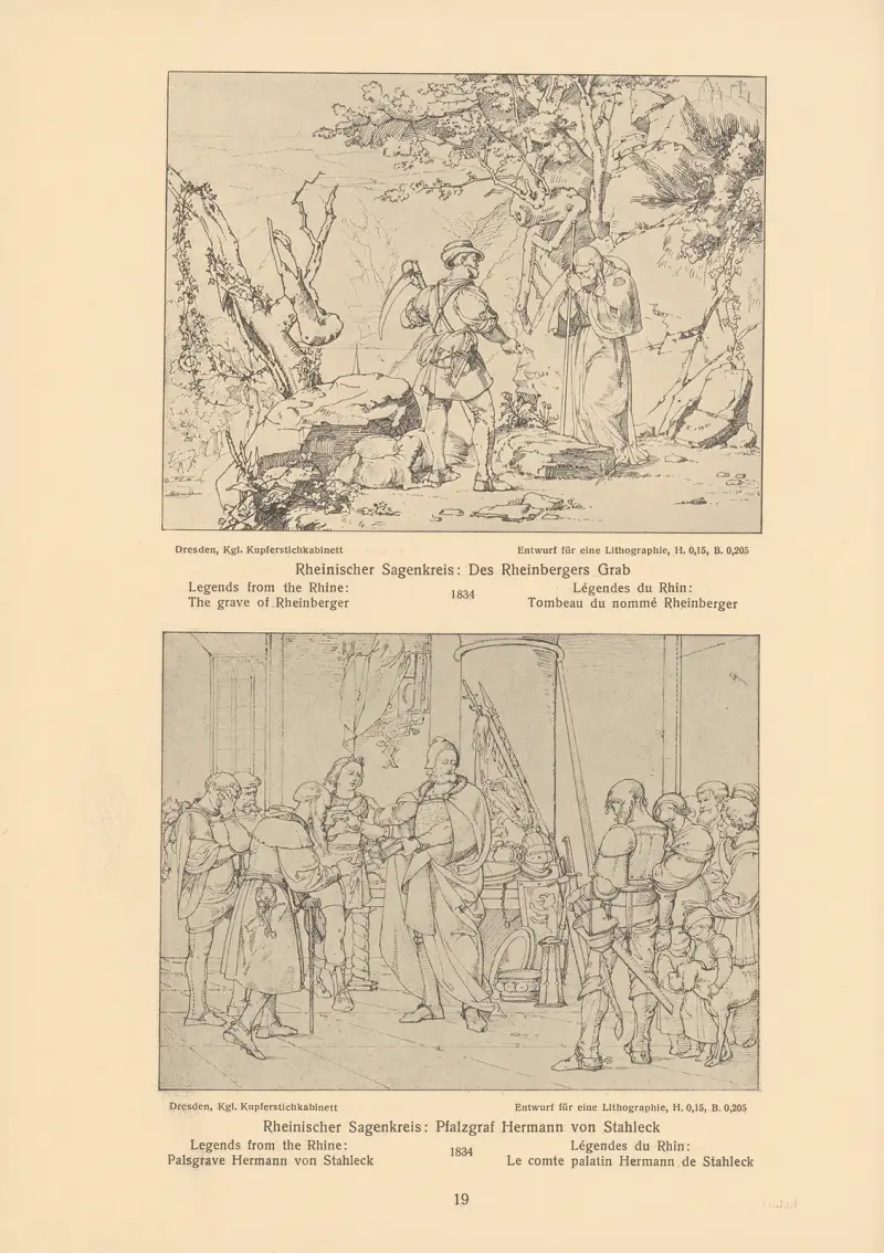 Legends from the Rhine; The grave of Rheinberger, Palsgrave Hermann von Stahleck av Alfred Rethel