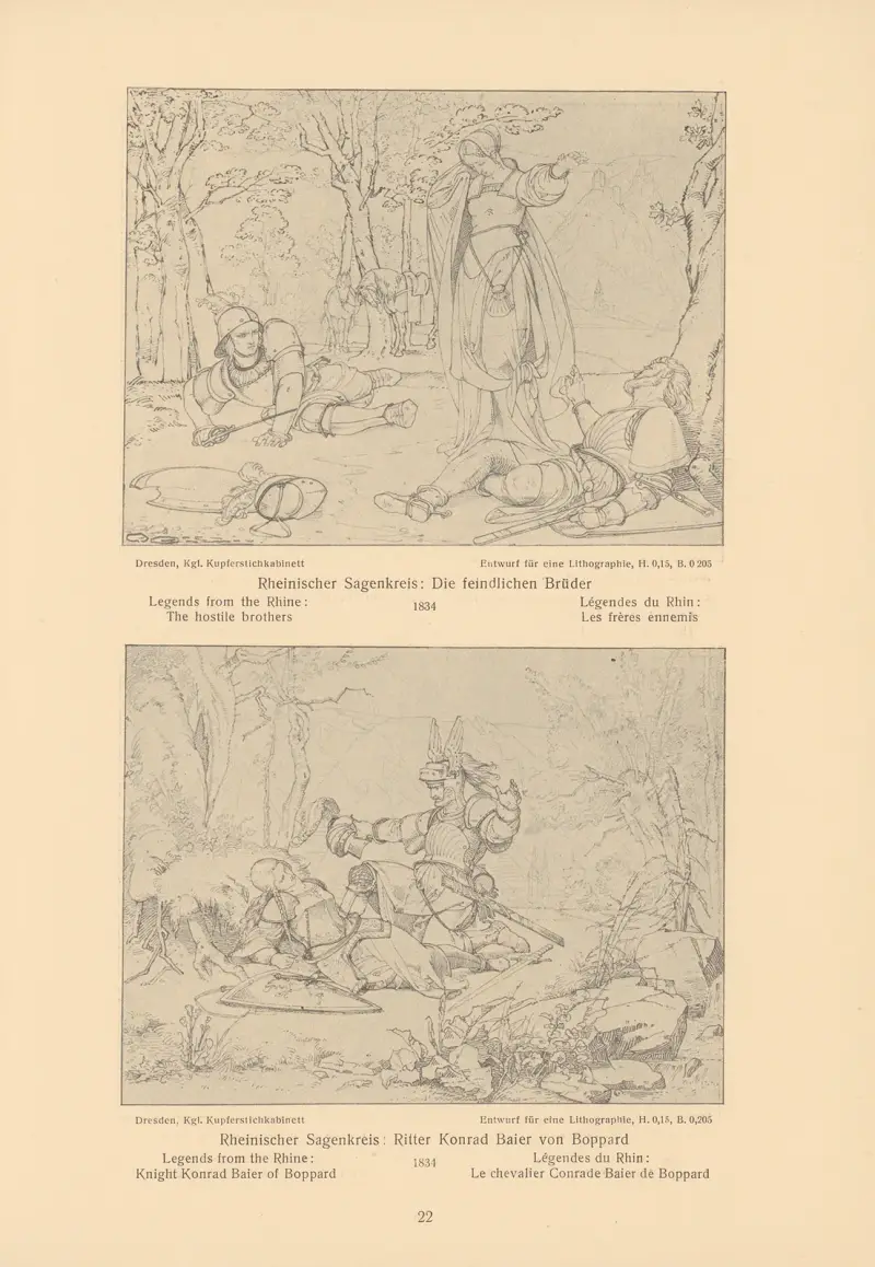 Legends from the Rhine; The hostile brothers, Knight Konrad Baier of Boppard av Alfred Rethel