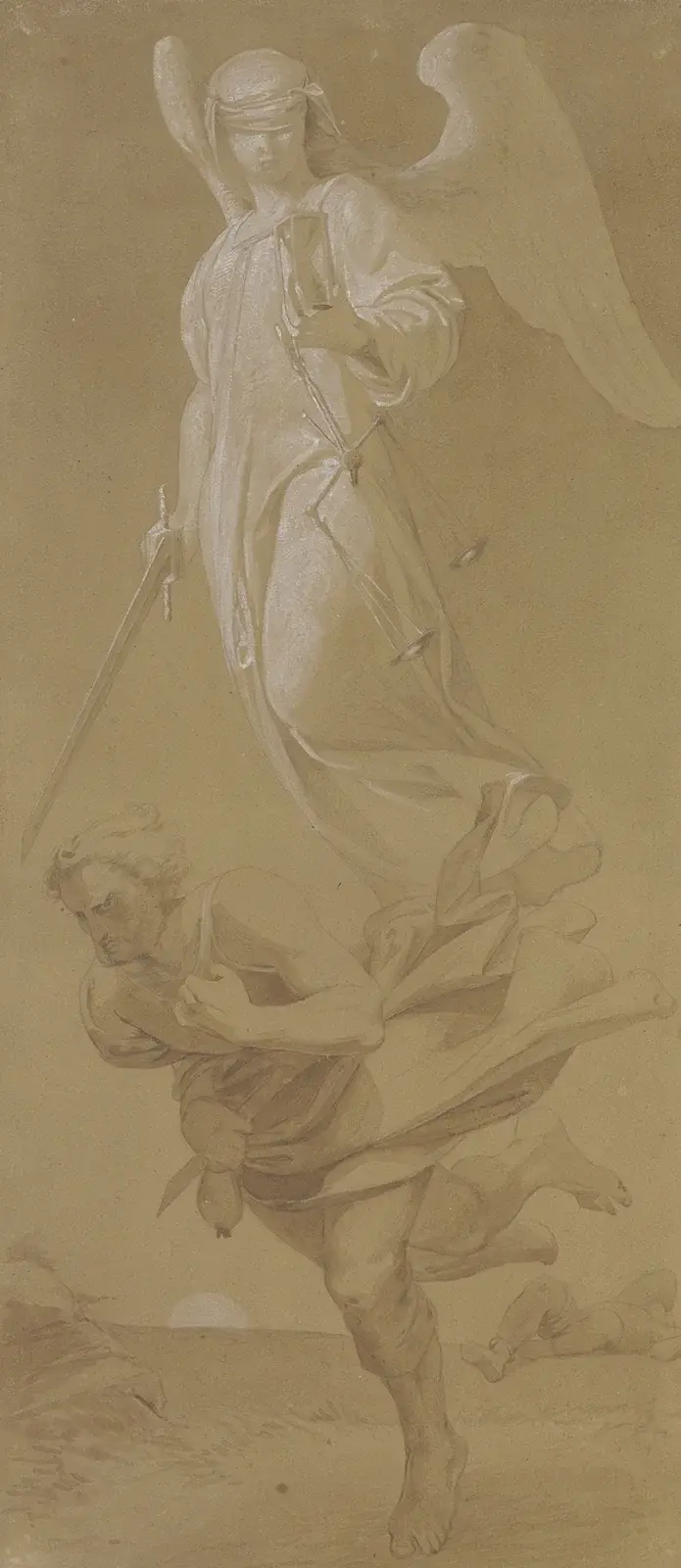 Nemesis, als Justitia einen Mörder verfolgend av Alfred Rethel