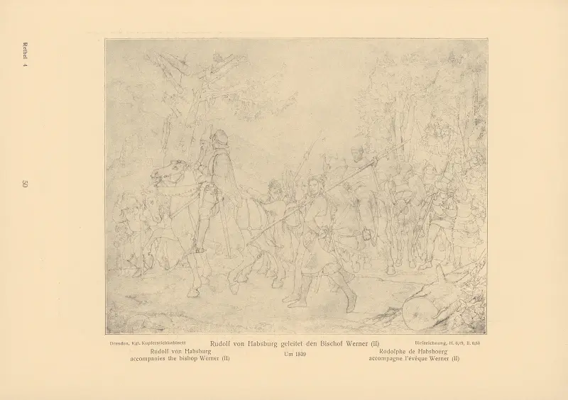 Rudolf von Habsburg åtföljer biskop Werner (II) av Alfred Rethel