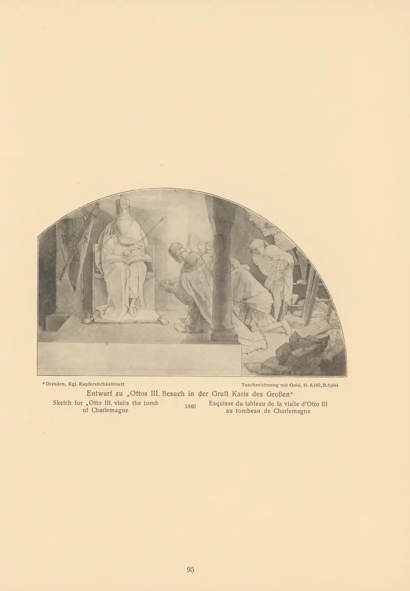 Szkic do „Otto III odwiedza grób Karola Wielkiego”, Alfred Rethel