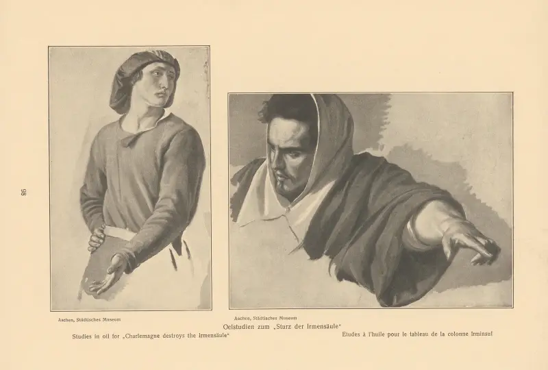 Studies in oil for Charlemagne destroys the Irmensäule av Alfred Rethel