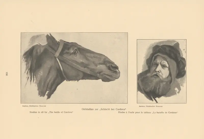 Ölstudien zu ‚Die Schlacht bei Cordoba‘ von Alfred Rethel