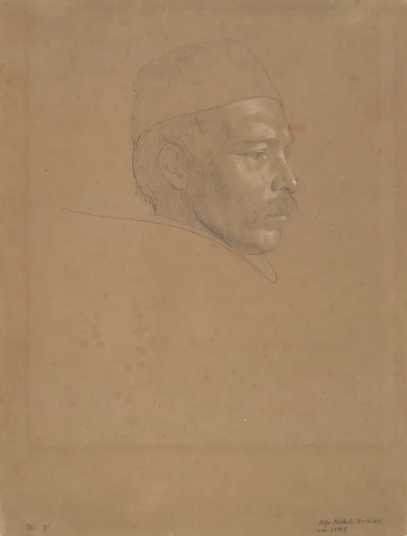 Studie av ett manshuvud av Alfred Rethel