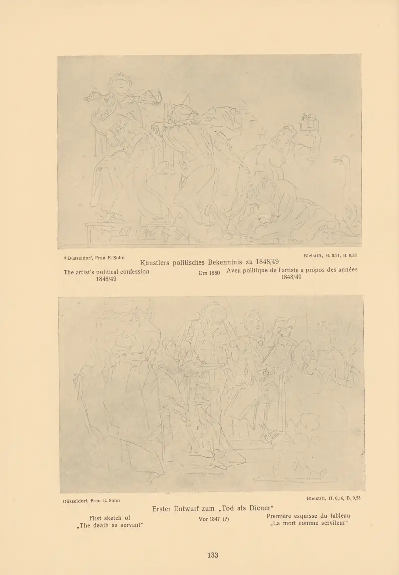 The artist’s political confession, First sketch of ‘The death as servant av Alfred Rethel