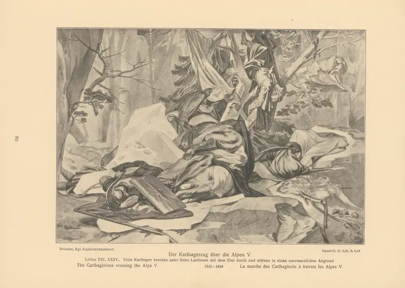 Die Karthager überqueren die Alpen V von Alfred Rethel